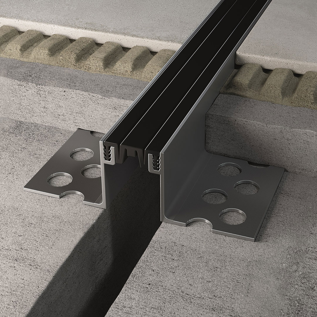 Projoint PBE Deformacinis profilis (pastato) PROJOINT PBE, aliuminis su guma (pilka), W45mm, H 82 mm, L3000 mm - Image 1